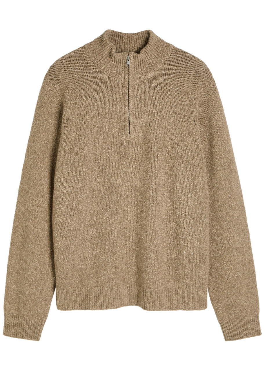 Won Hundred Viaan Half-zip Wool and Silk-blend Jumper Tan