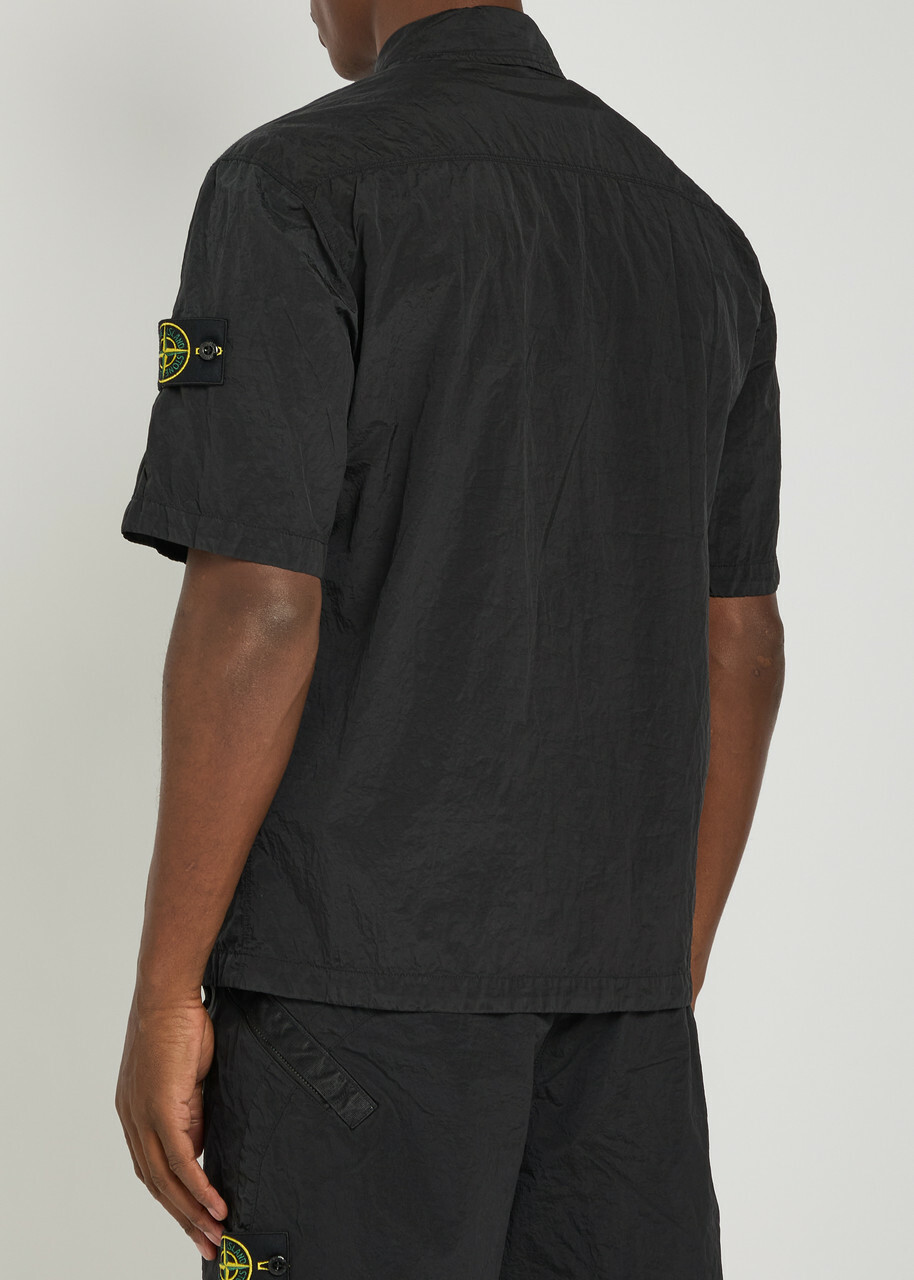 Stone Island Crinkled Nylon Overshirt Black