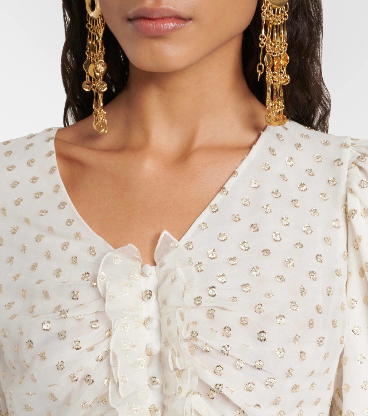 Chloé Jacquard silk-blend muslin crop top