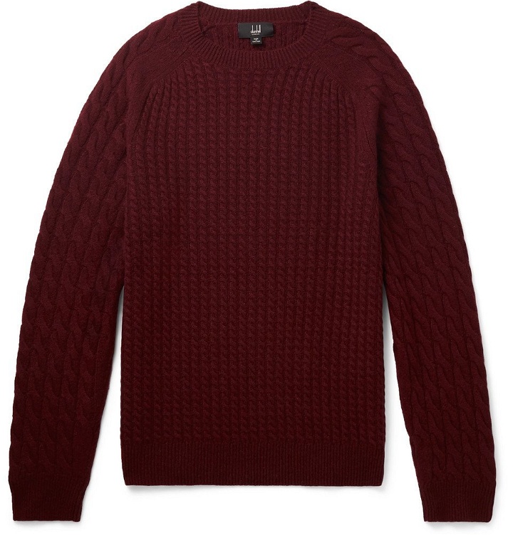 Photo: Dunhill - Cable-Knit Cashmere Sweater - Men - Burgundy
