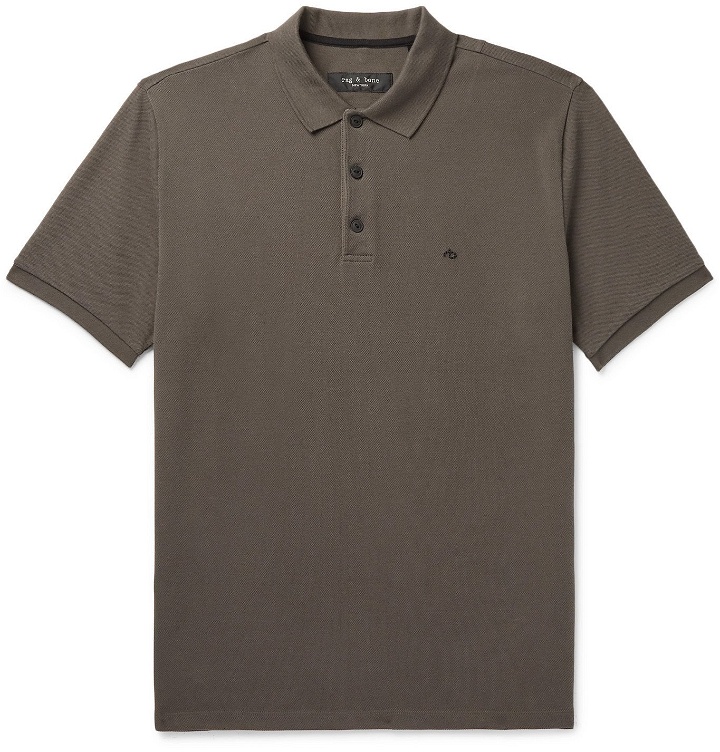 Photo: RAG & BONE - Cotton-Blend Piqué Polo Shirt - Gray