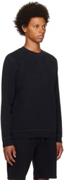 Sunspel Black V-Stitch Sweatshirt