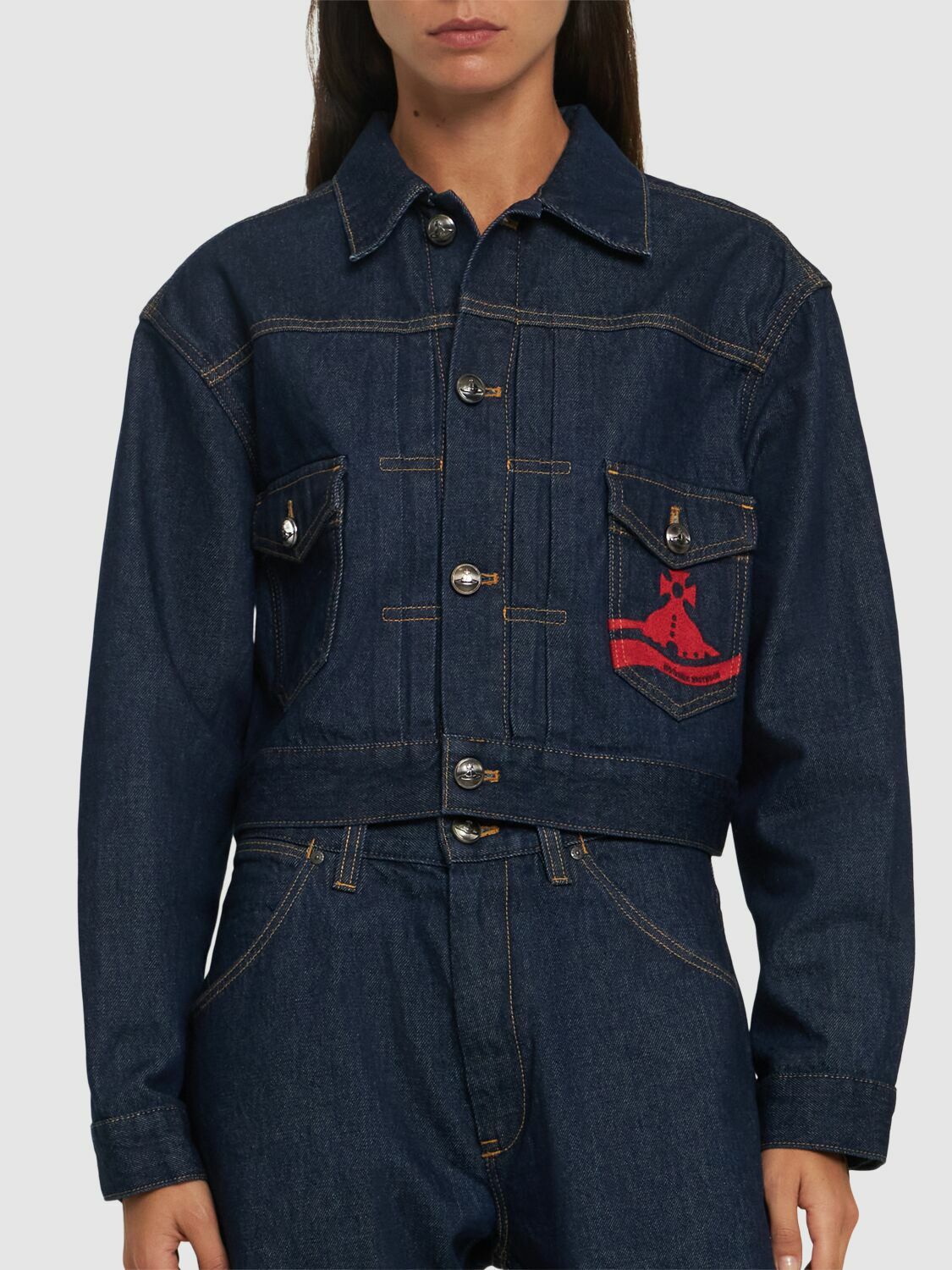 VIVIENNE WESTWOOD Marlene Logo Cropped Denim Jacket Vivienne Westwood