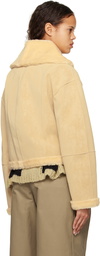 OPEN YY Beige Paneled Reversible Faux-Leather Jacket