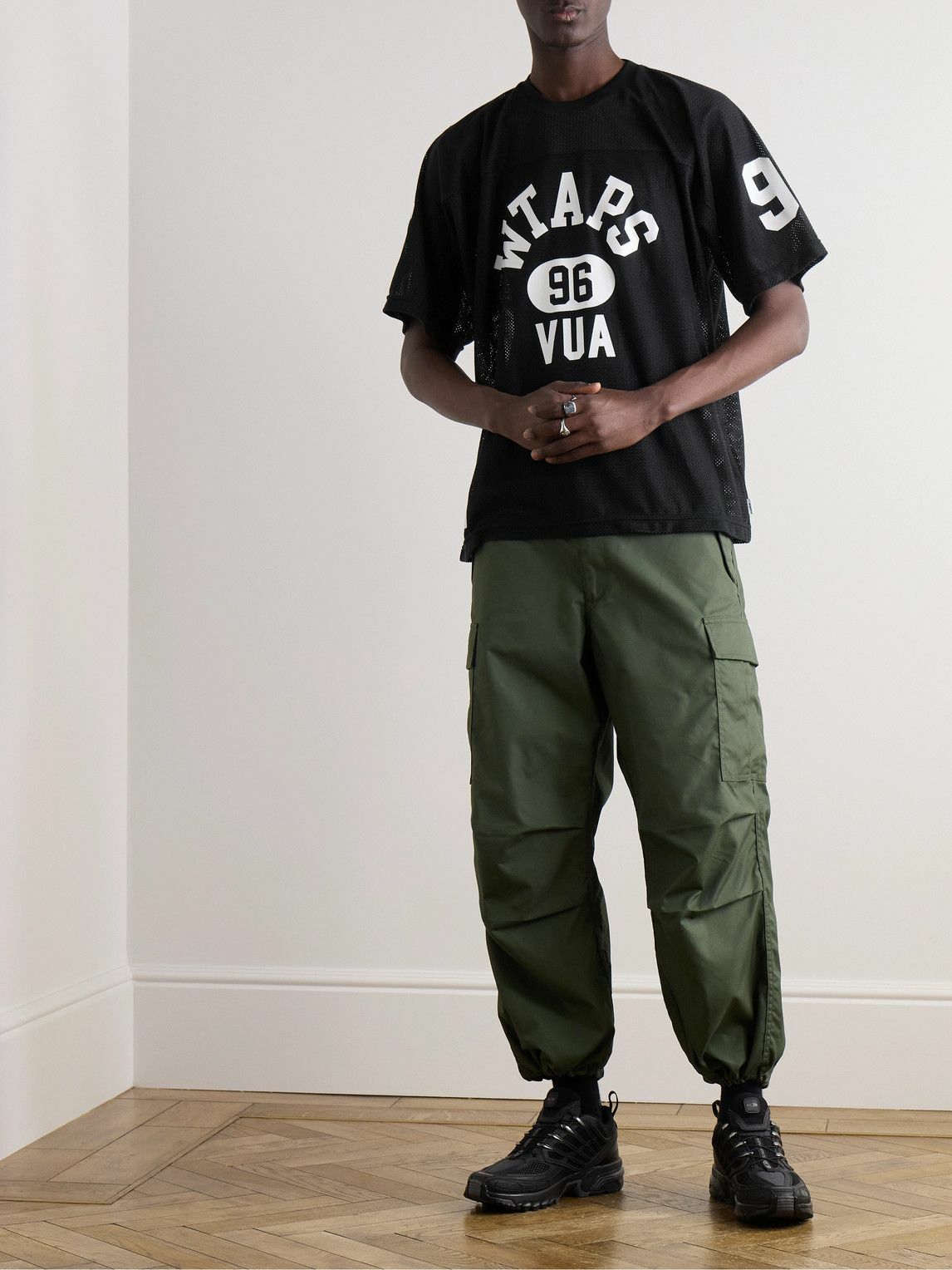 WTAPS - Logo-Print Mesh T-Shirt - Black WTAPS