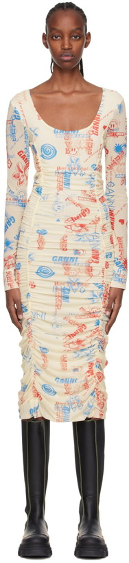 Photo: GANNI Off-White Recycled Nylon Midi Dress