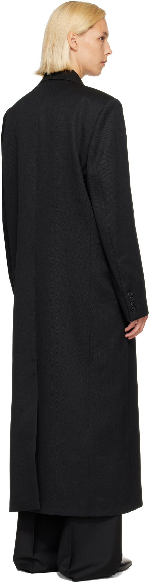Róhe Black Double Breasted Tailored Coat