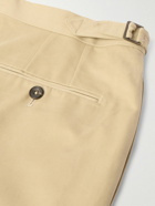 Drake's - Straight-Leg Pleated Cotton-Drill Suit Trousers - Neutrals
