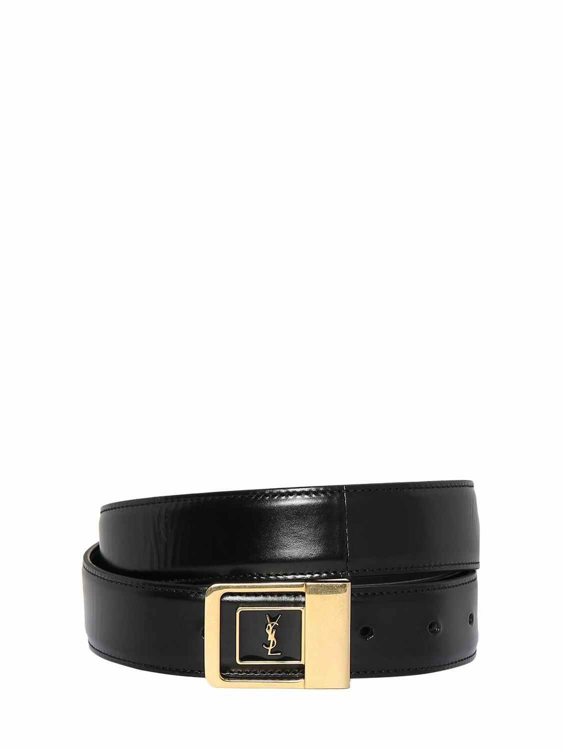 La 66 croc-effect leather belt in black - Saint Laurent