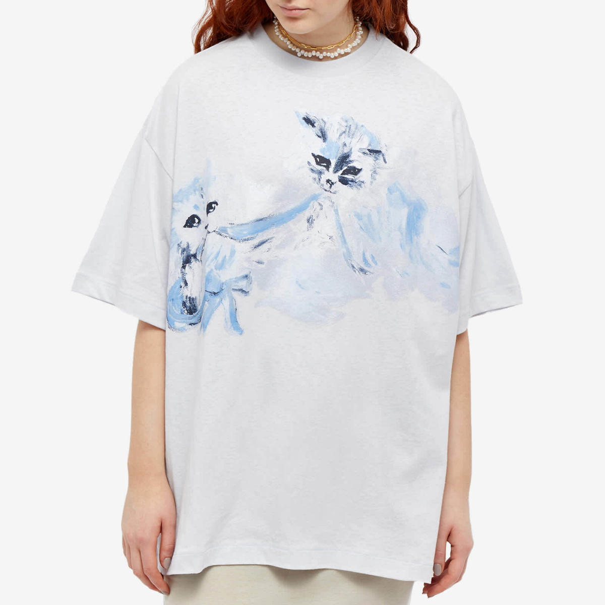 Acne Studios Women's Edra Kilknik Cat Bow T-Shirt in Light Blue