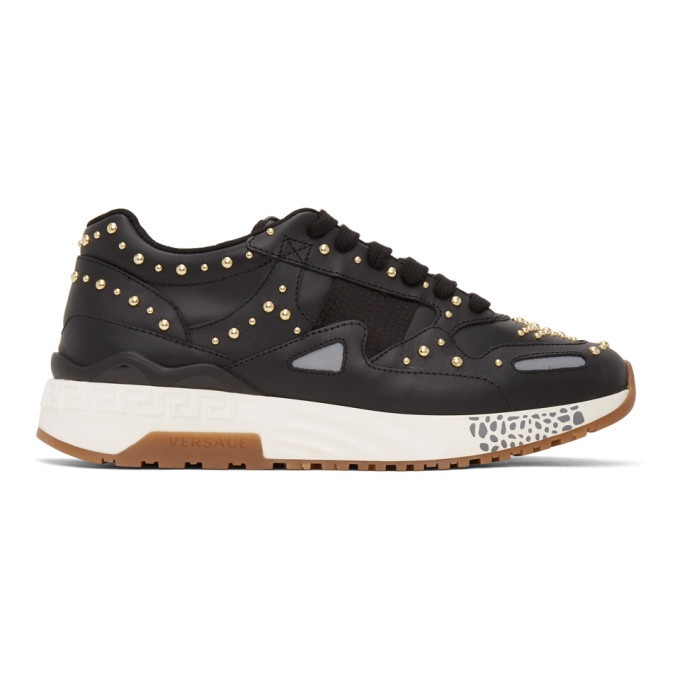 Photo: Versace Black Studded Low Sneakers