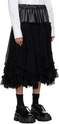 Comme des Garçons Black Georgette Faux-Leather Midi Skirt