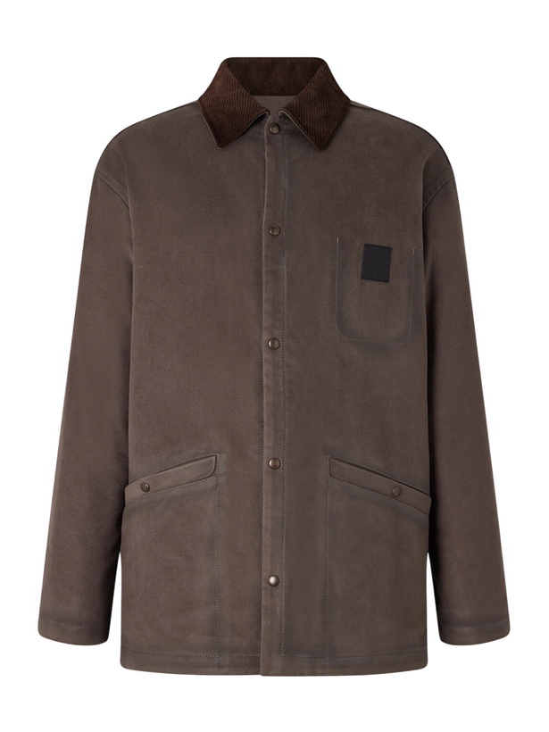 Photo: LOEWE - Corduroy-Trimmed Logo-Appliquéd Woven Overshirt - Brown