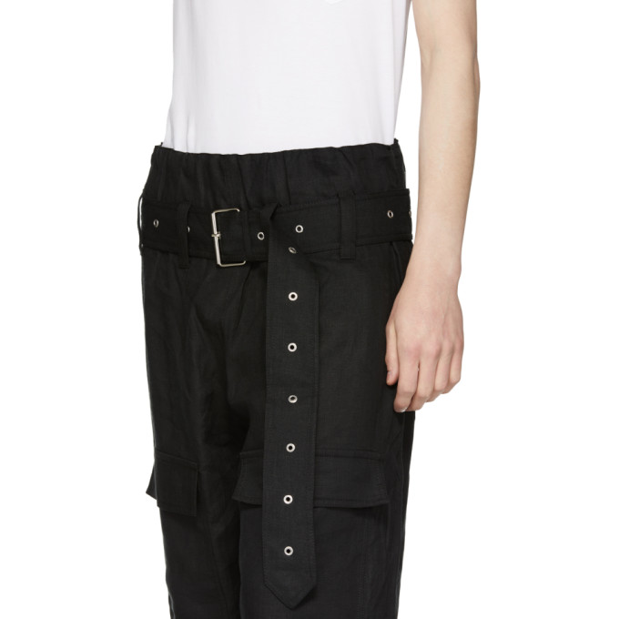 Marques Almeida Black Linen Cargo Pants
