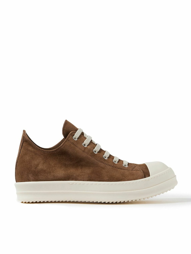 Photo: Rick Owens - Ramones Rubber-Trimmed Leather Sneakers - Brown