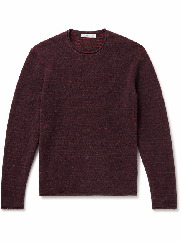 Photo: Inis Meáin - Fanach Birdseye Merino Wool and Cashmere-Blend Sweater - Burgundy