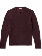 Inis Meáin - Fanach Birdseye Merino Wool and Cashmere-Blend Sweater - Burgundy