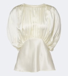 Tove Peta draped peplum silk satin top