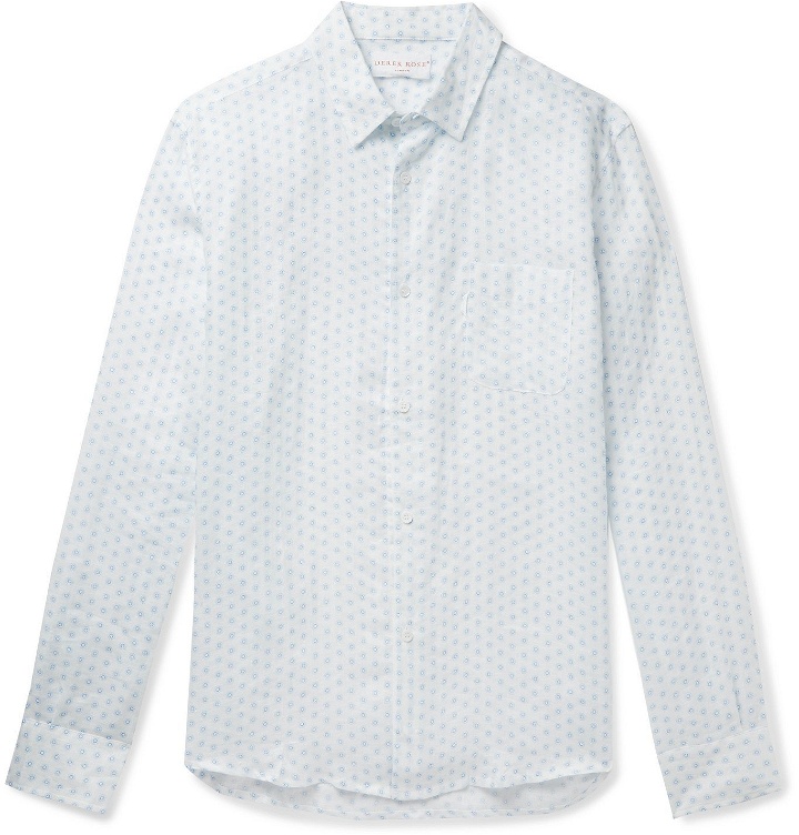 Photo: DEREK ROSE - Milan 12 Printed Linen Shirt - White