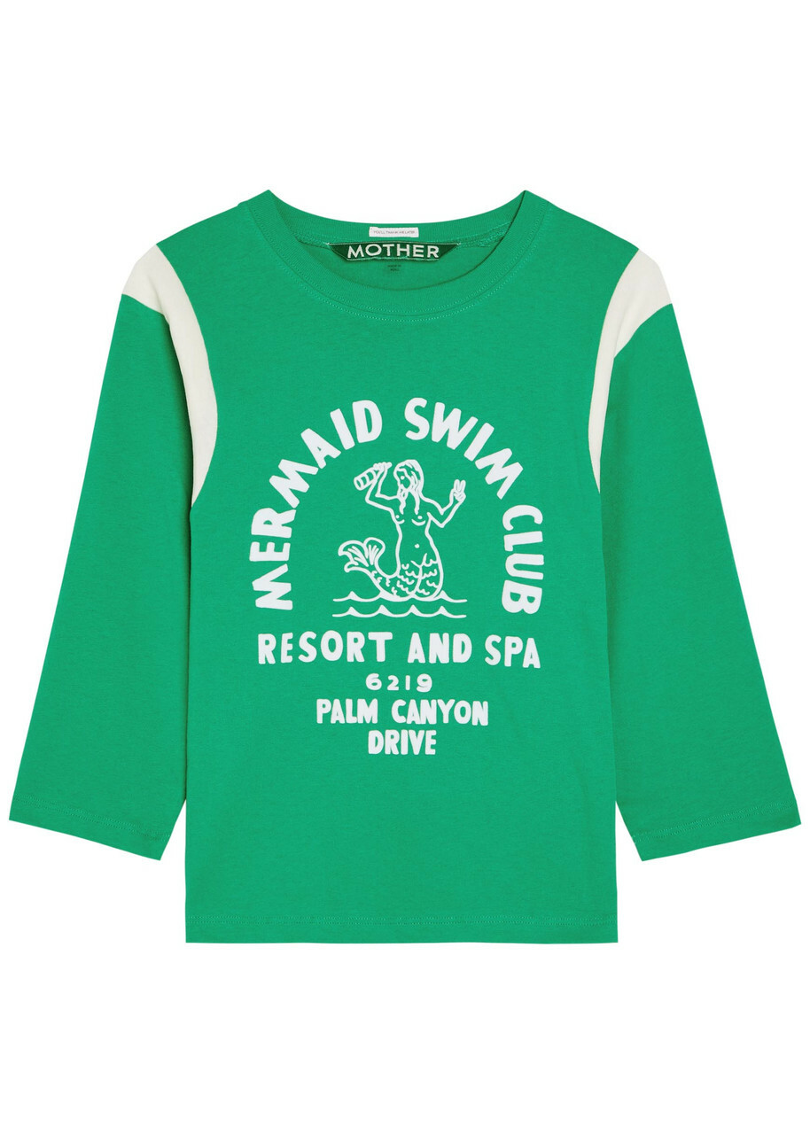 Mother The Better Half Insert Appliquéd Cotton T-shirt Green