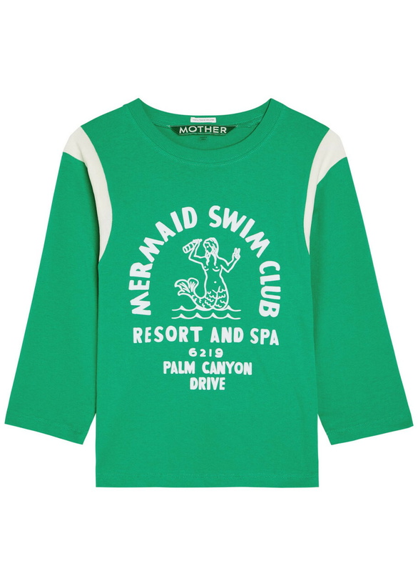 Photo: Mother The Better Half Insert Appliquéd Cotton T-shirt Green