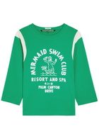 Mother The Better Half Insert Appliquéd Cotton T-shirt Green