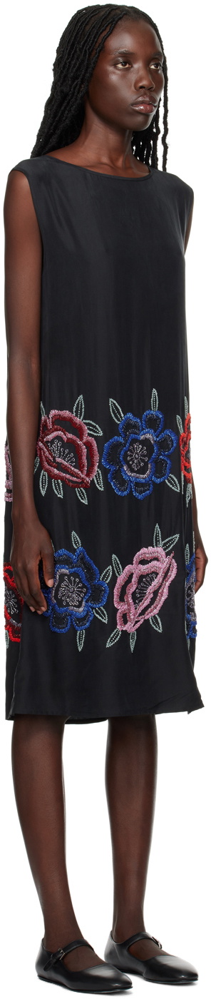 Bode Black Poppy Minidress