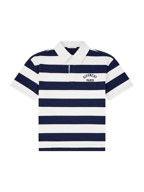 Photo: Givenchy - Logo-Embroidered Striped Cotton Polo Shirt - Blue