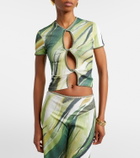 Christopher Esber Printed ribbed-knit jersey top