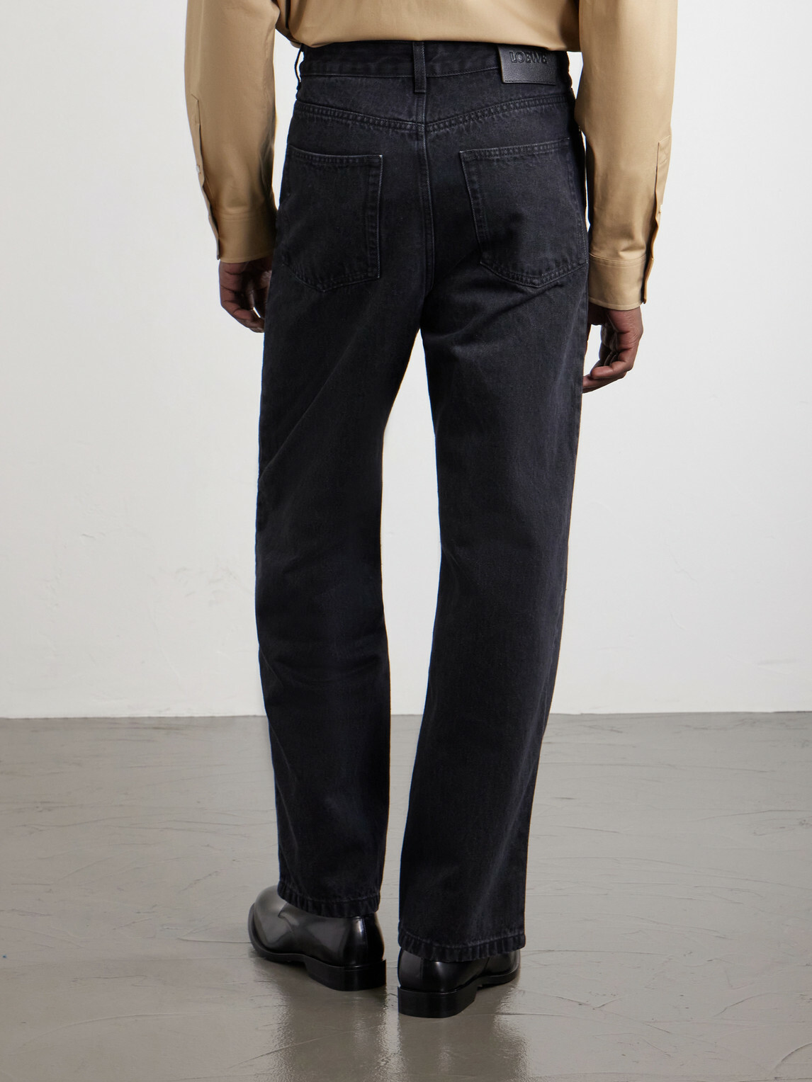 LOEWE - Wide-Leg Anagram-Embroidered Jeans - Black