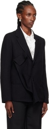 Y's Black O-Left Front Drape Blazer
