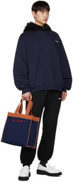 Marni Navy Faux-Fur Hoodie