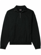 KAPITAL - Printed Cotton-Jersey Half-Zip Sweatshirt - Black