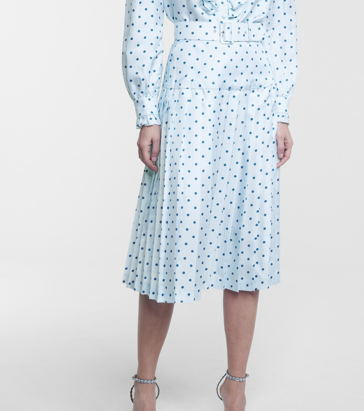 Rodarte - Polka-dot high-rise silk midi skirt