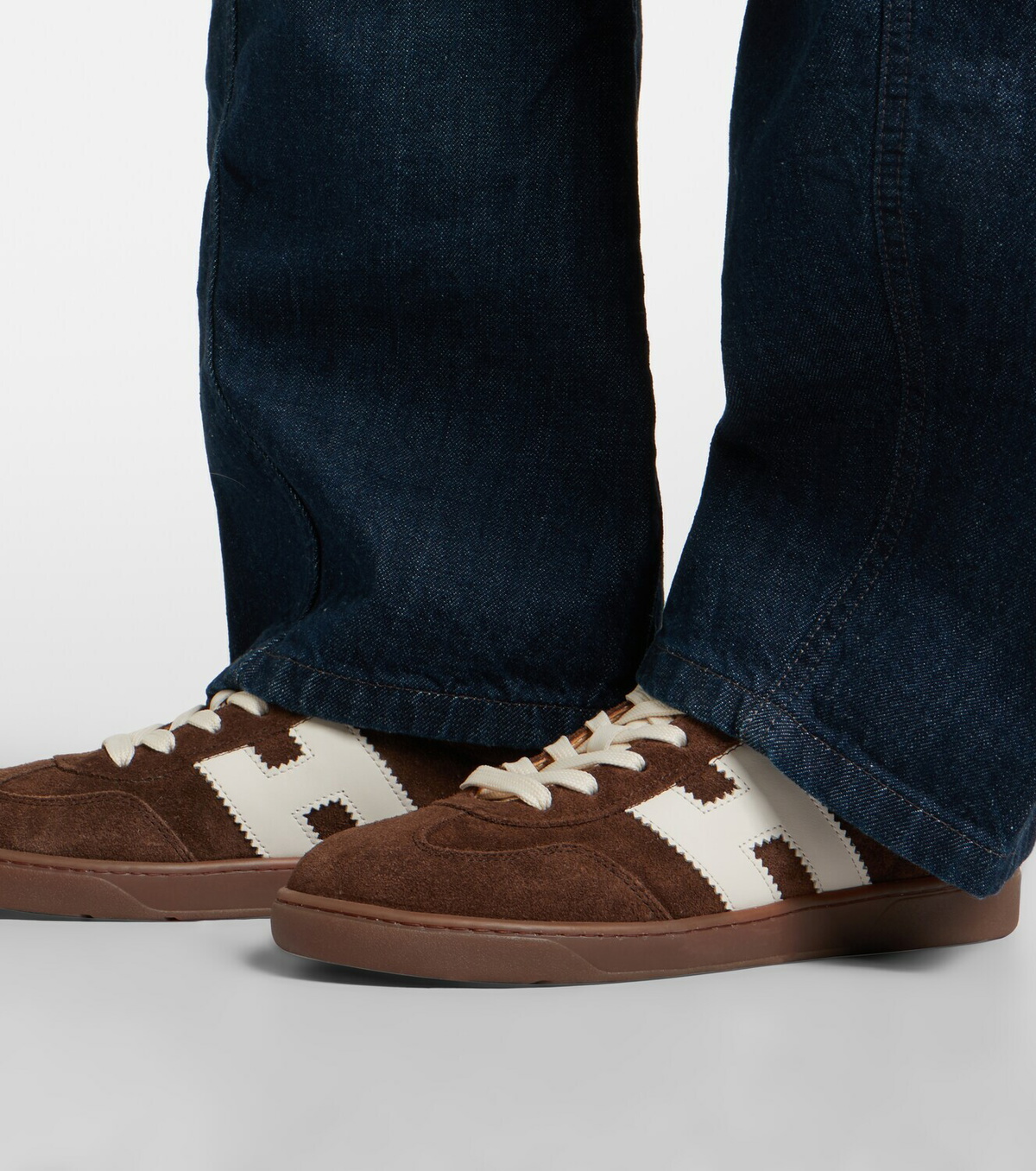 Hogan H647 leather-trimmed suede sneakers