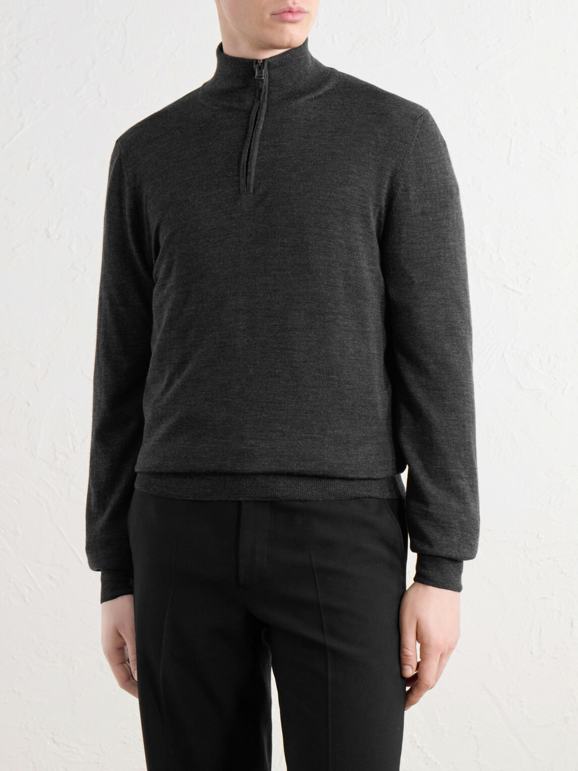 Canali - Wool Half-Zip Sweater - Gray