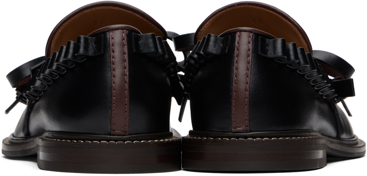 JW Anderson Black Ruffle Leather Slip-on Loafers JW Anderson
