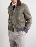 Brunello Cucinelli - Shearling Bomber Jacket - Green