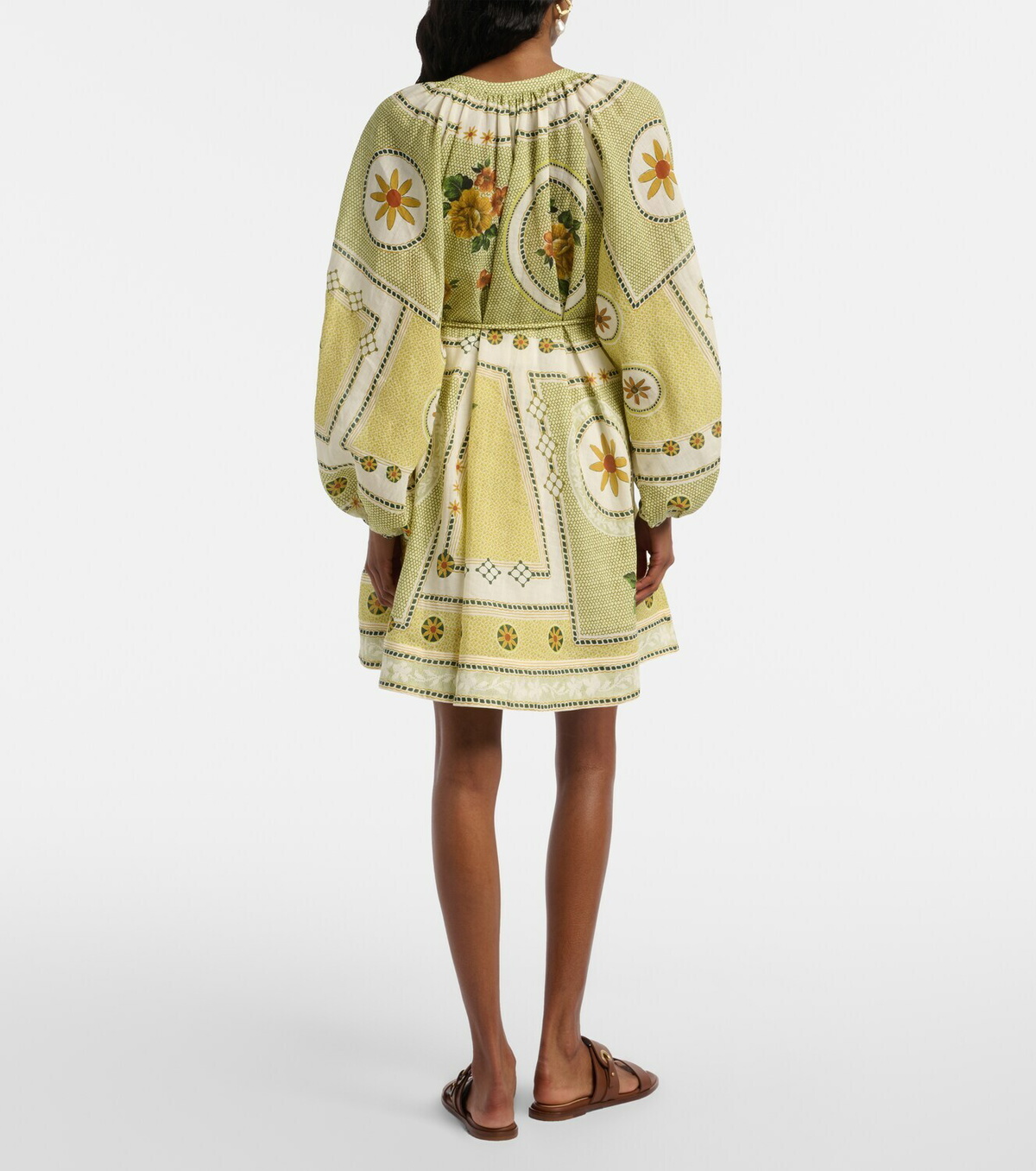 Alémais Dixie belted printed ramie minidress