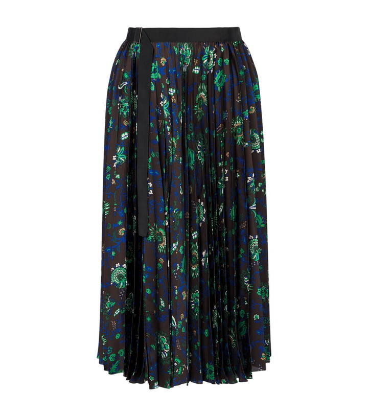 Photo: Sacai Floral plissé midi skirt
