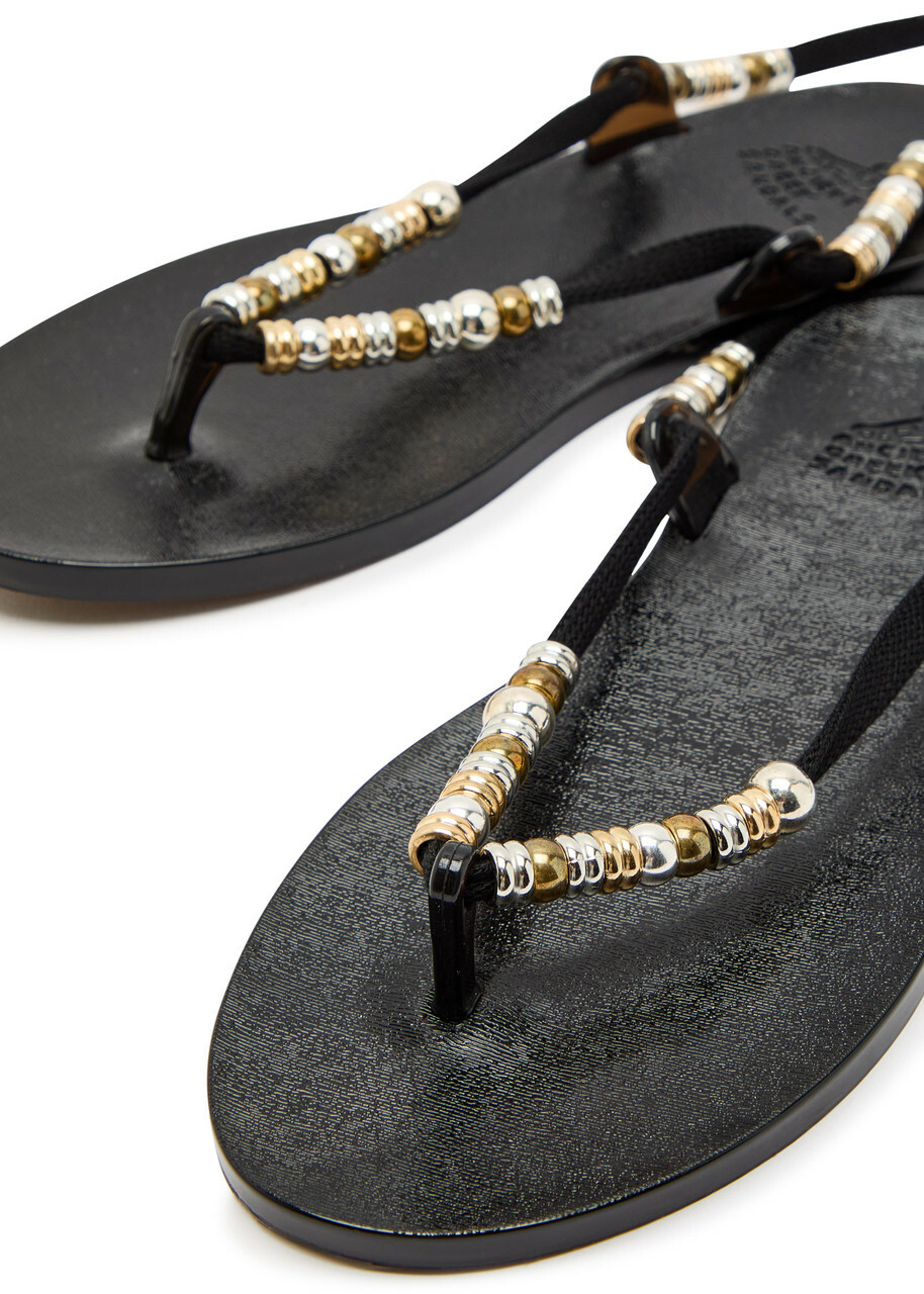 Ancient Greek Sandals Esther Beaded Jelly Sandals Black