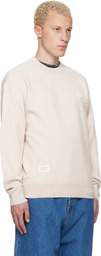 AAPE by A Bathing Ape Beige 'AAPENOW' Moonface Crew Neck Sweater