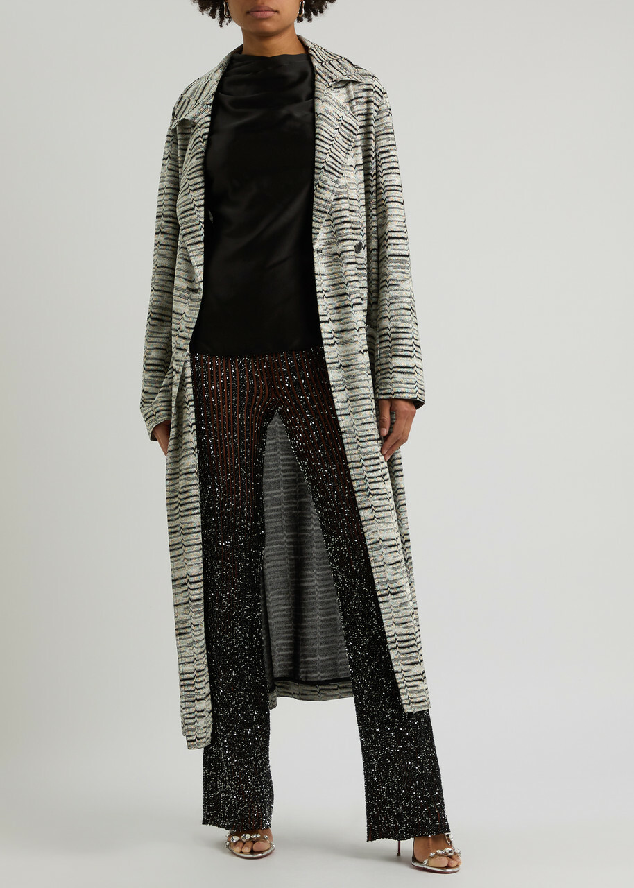 Missoni Patterned-intarsia Metallic-knit Trench Coat Multicoloured