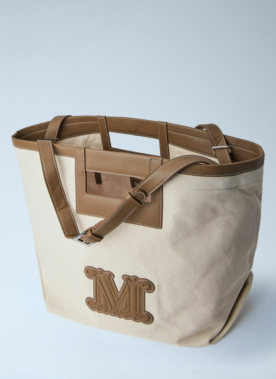 Max Mara Canvas Tote with Leather Accents