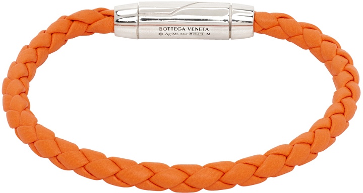 Photo: Bottega Veneta Orange Braid Leather Bracelet