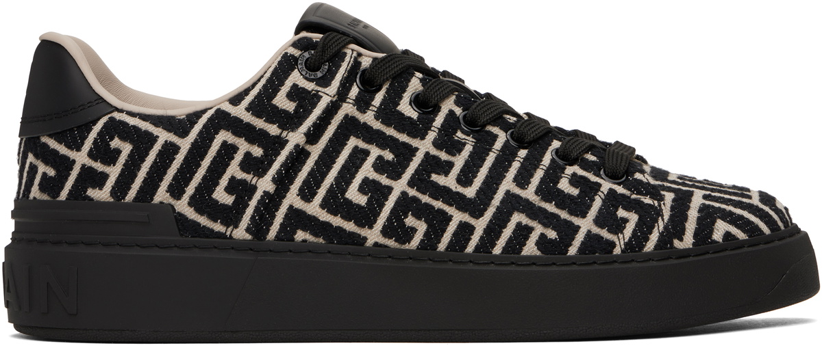Balmain Black & Off-White B-Court Jacquard Monogram Sneakers
