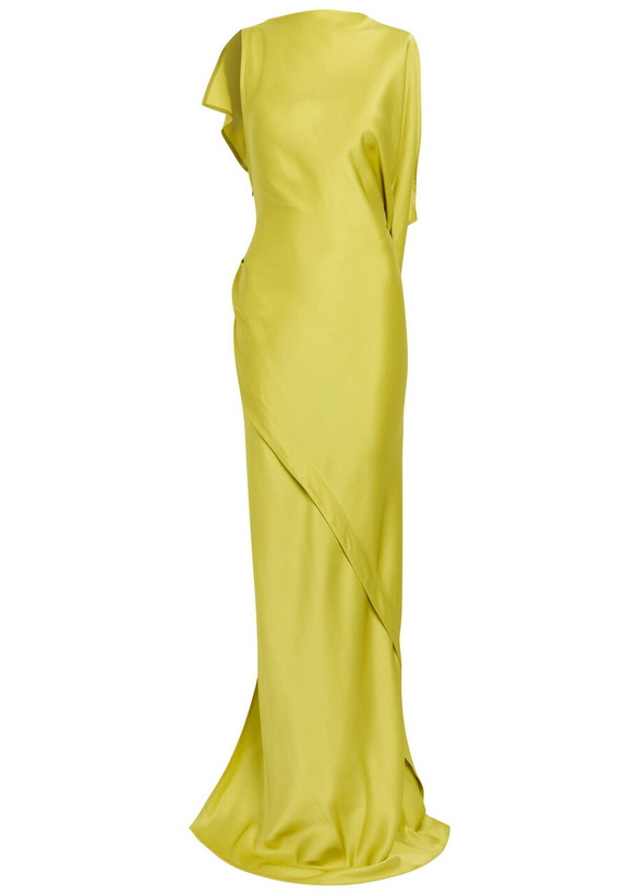Photo: Victoria Beckham Kira Draped Satin-crepe Gown Yellow