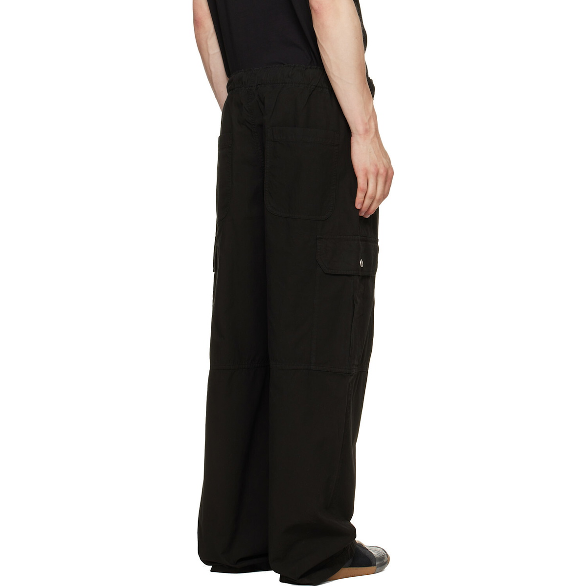 Palm Angels Black Curved Logo Loose Cargo Pants