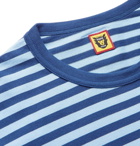 Human Made - Logo-Appliquéd Striped Cotton-Jersey T-Shirt - Light blue