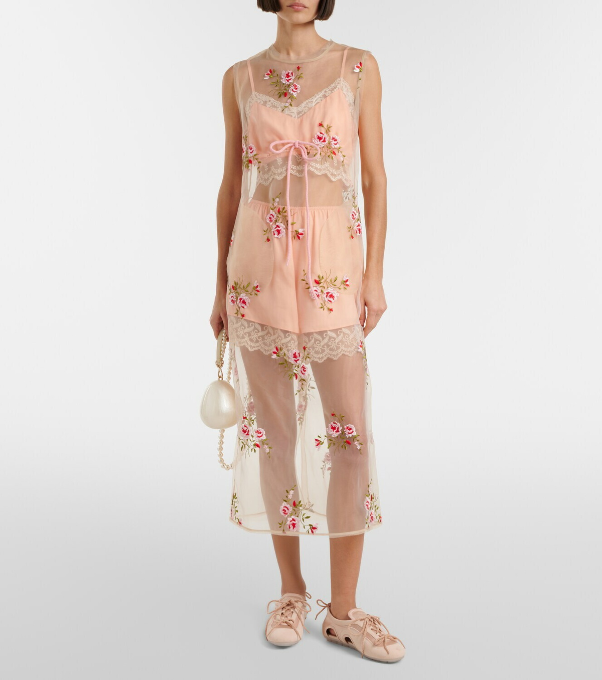Simone Rocha Cutout suede-trimmed satin sneakers